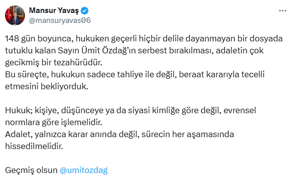 Ümit Özdağ tahliye edildi